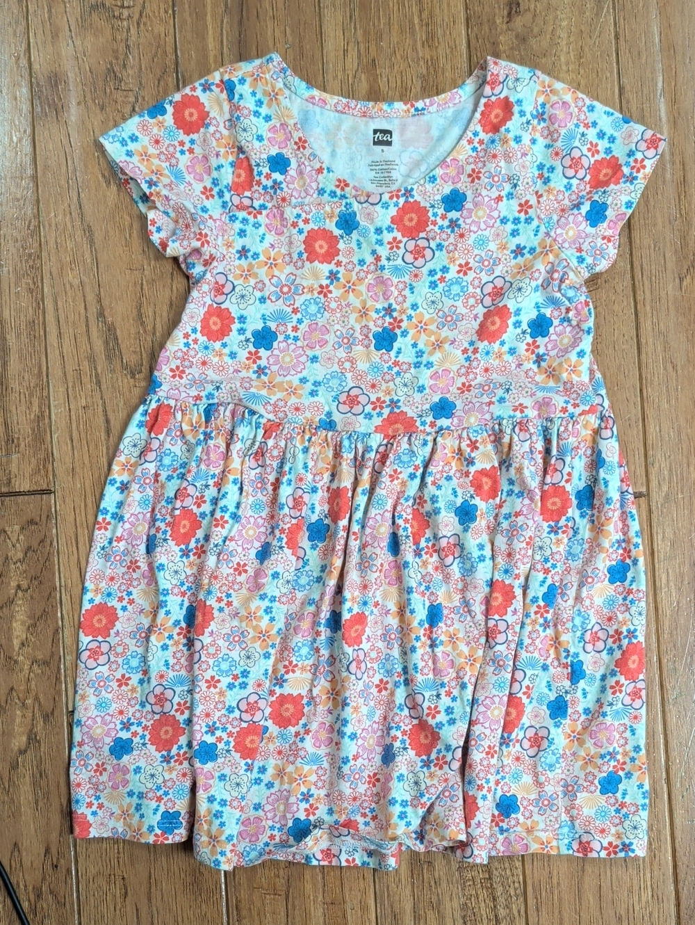 Tea Collection Girls' Floral Print Pink & Blue Dress